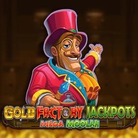 Gold Factory Jackpots Mega Moolah logo by Aurum Signature Studios at Gambiva Casino